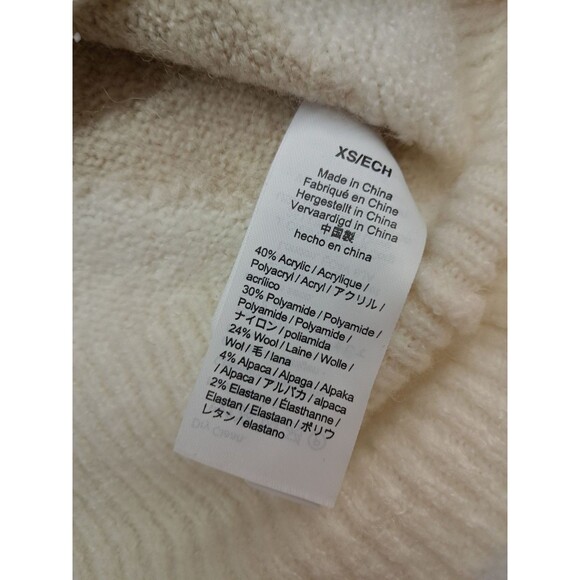 Madewell Sweater Cream Crop Wool Alpaca Boat Neck Striped Sleeve Geo Women's XS - Picture 7 of 11